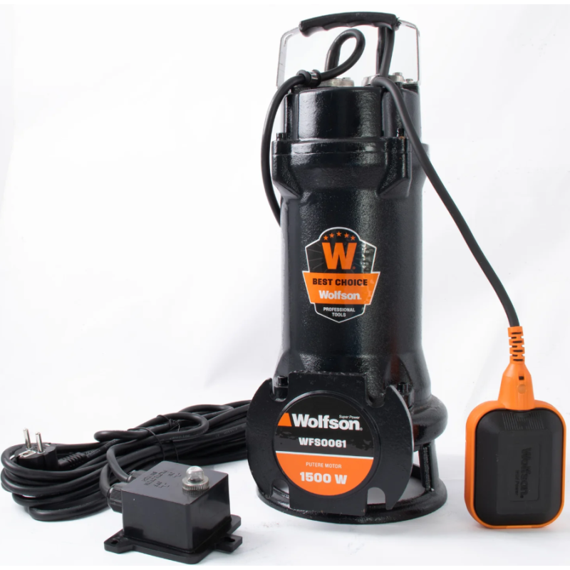 Pompa submersibila profesionala cu tocator Wolfson pentru apa murdara PWT-7500-F, 1500W, debit max 18000l/h - 2 toli