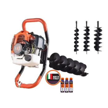 Motoburghiu foreza de pamant WOLFSON STB-52, 1470W, 52cc, include 3 burghie 100,150,200mm + 3 ulei 0.1L