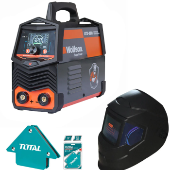 Aparat de sudura cu electrod Wolfson ATX-320 cu Inverter 2 in 1 MMA si LIFT-TIG, 140Ah + Masca de sudura automata, coltare magnetice de sudura