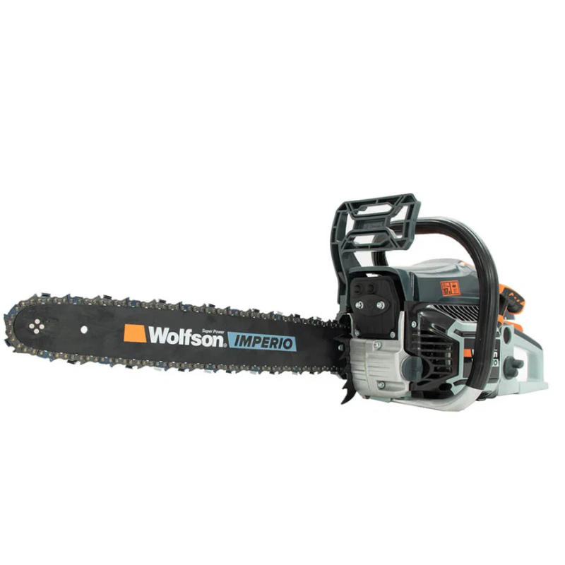 Drujba pe benzina WOLFSON IMPERIO 6000 - 3.2 CP, 52cc + ulei amestec 0.5L, toporisca Wolfson 600g