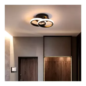 Lustra LED VERTEX CIRCULA 44W, 2 Cercuri, lumina Rece/Calda/Neutra, Negru