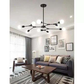 Lustra Architek Nona, 9x E27, Negru, Metal