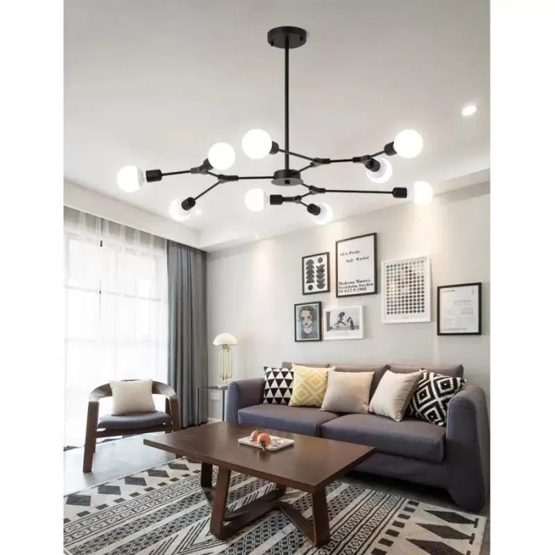 Lustra Architek Nona, 9x E27, Negru, Metal