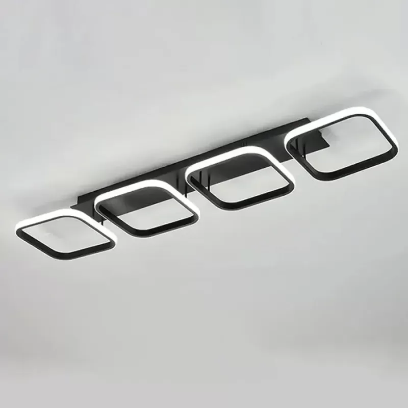 Lustra LED VERTEX 50W, 4 Patrate, Liniara, lumina Rece/Calda/Neutra, Neagra