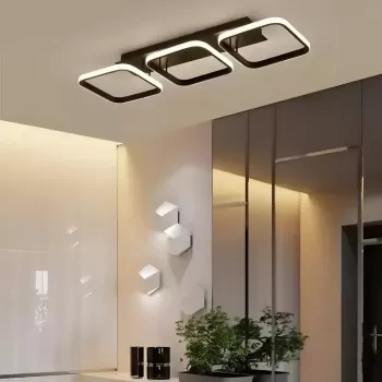 Lustra LED VERTEX 32W, 3 Patrate, Liniara, lumina Rece/Calda/Neutra, Neagra