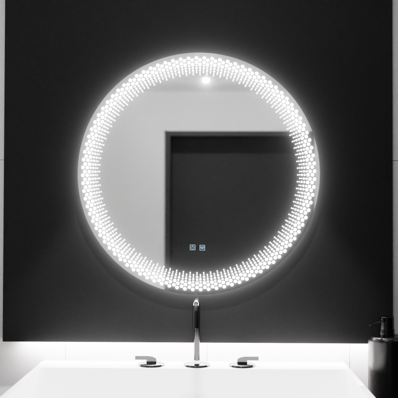 Oglinda LED Rotunda 70cm, Stellaire Touch, Sistem Dezaburire, Dimabila