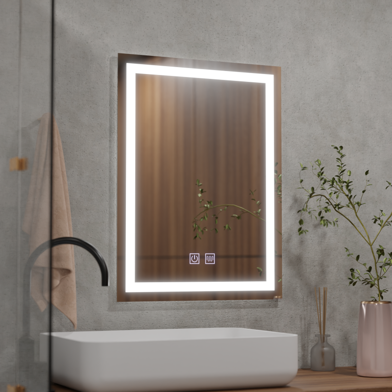 Oglinda LED Rectangulara, 60x80cm, Edge LUMINOUS Touch, Sistem Dezaburire, Dimabila