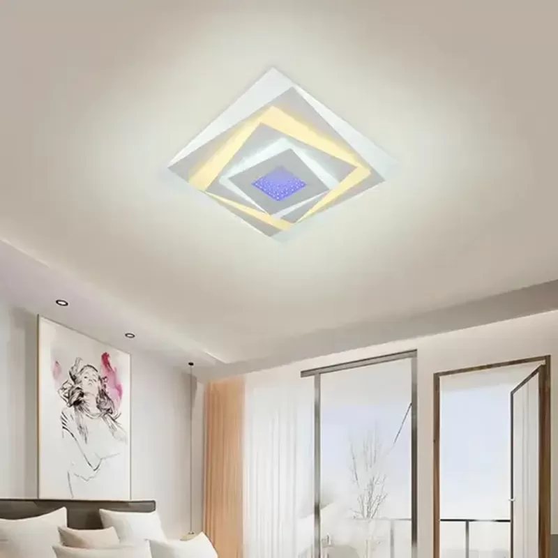 Lustra LED NIVARA RGB 3D 20W, lumina Rece/Calda/Neutra, Alb