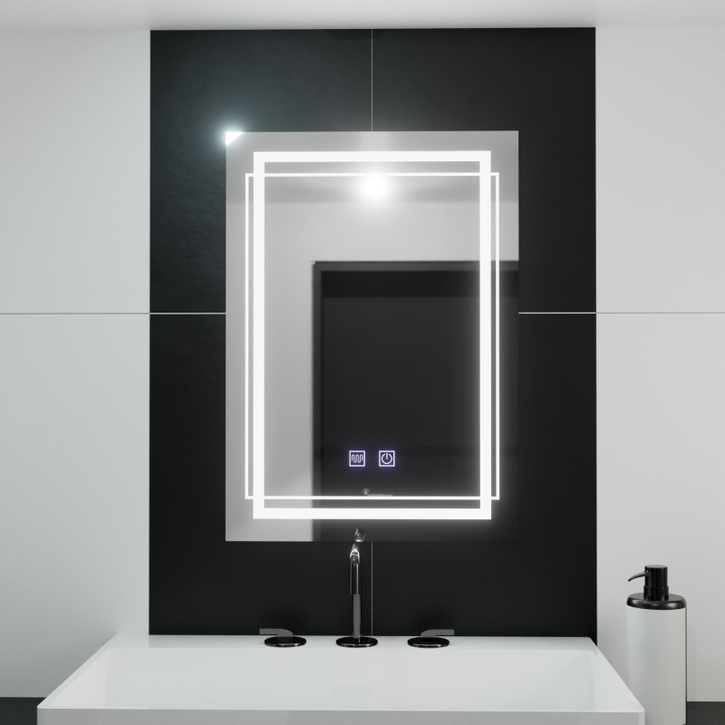 Oglinda LED Rectangulara, 50x70cm, Koven Touch, Sistem Dezaburire,Dimabila