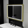 Oglinda LED Rectangulara, 120x80cm, Verite Royale Gold MotionGlow Marcello, Sistem Dezaburire, Ceas & Termometru, Dimabila