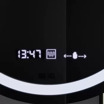 Oglinda LED Rotunda, 60cm, Visio MotionGlow Marcello, Sistem Dezaburire, Ceas & Termometru, Lupa Cosmetica, Dimabila