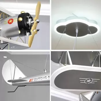 Lustra LED suspendata AVION 74W, lumina Rece/Calda/Neutra, Alb Gri