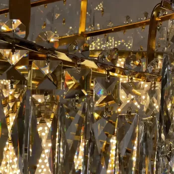 Candelabru Cristal TOPKAPI Nobile 6xE14, Diametru 40cm, Auriu Lucios, Inaltime Reglabila