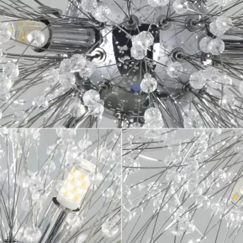 Candelabru Cristal Schonbrunn, 12x G9, Diametru 60cm, Argintiu Lucios, Inaltime Reglabila