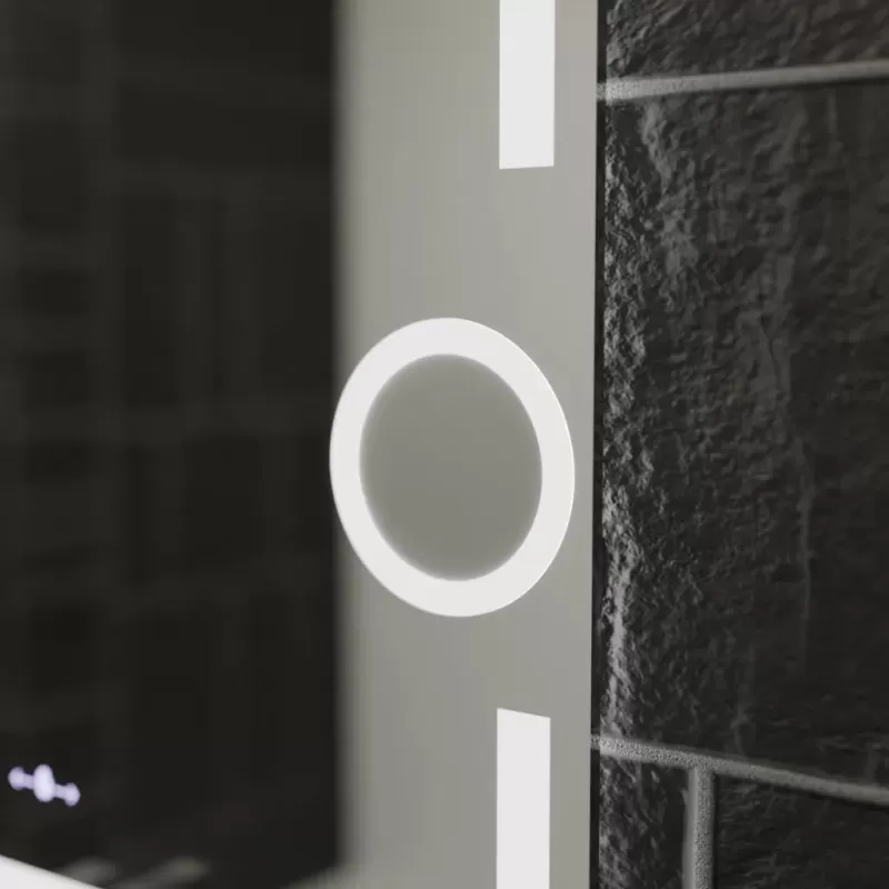 Oglinda LED Rectangulara, 80x60cm, Eclat MotionGlow Marcello, Sistem Dezaburire, Ceas & Termometru, Lupa Cosmetica, Dimabila