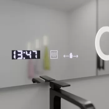 Oglinda LED Rectangulara, 100x80cm, Precision MotionGlow Marcello, Sistem Dezaburire, Ceas & Termometru, Lupa Cosmetica, Dimabila