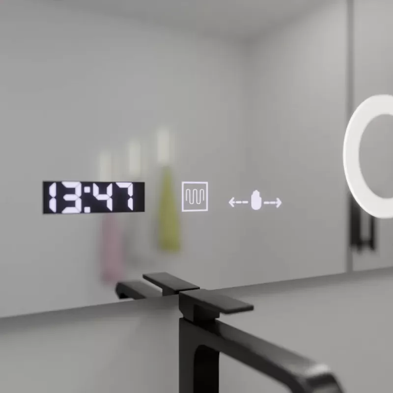 Oglinda LED Rectangulara, 100x80cm, Precision MotionGlow Marcello, Sistem Dezaburire, Ceas & Termometru, Lupa Cosmetica, Dimabila