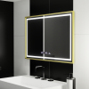 Oglinda LED Rectangulara, 120x80cm, Verite Royale Gold MotionGlow Marcello, Sistem Dezaburire, Ceas & Termometru, Dimabila