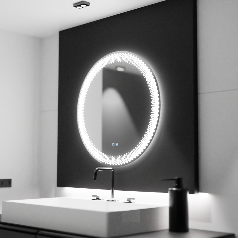 Oglinda LED Rotunda 70cm, Stellaire Touch, Sistem Dezaburire, Dimabila