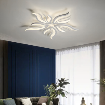 Lustra LED cu telecomanda SAKURA 60W, 5 Petale, lumina Rece/Calda/Neutra, Dimabila, Alb