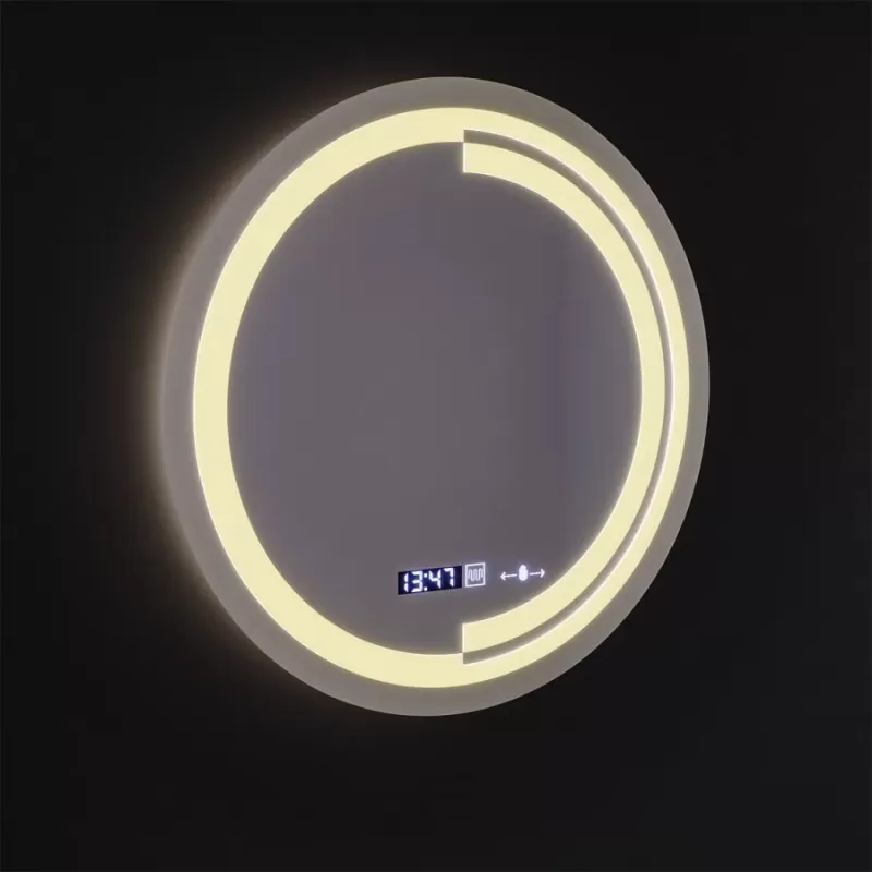 Oglinda LED Rotunda, 60cm, Senzor MotionGlow Consuel Marcello, Sistem Dezaburire, Ceas & Termometru, Dimabila