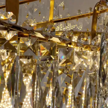 Candelabru Cristal TOPKAPI Eleganza 8x E14, Diametru 49cm, Auriu Lucios, Inaltime Reglabila