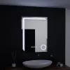 Oglinda LED Rectangulara, 60x80cm, Precision MotionGlow Marcello, Sistem Dezaburire, Ceas & Termometru, Lupa Cosmetica, Dimabila