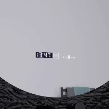 Oglinda LED Rotunda, 60cm, Serenite MotionGlow Marcello, Sistem Dezaburire, Ceas & Termometru, Dimabila