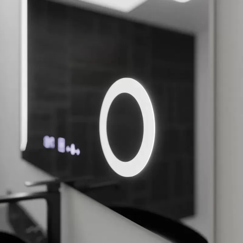 Oglinda LED Rectangulara, 100x80cm, Precision MotionGlow Marcello, Sistem Dezaburire, Ceas & Termometru, Lupa Cosmetica, Dimabila