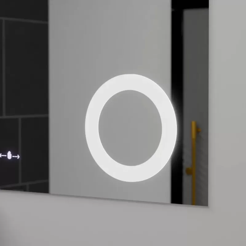 Oglinda LED Rectangulara, 120x80cm, ABSOLU MotionGlow Marcello, Sistem Dezaburire, Ceas & Termometru, Lupa Cosmetica, Dimabila