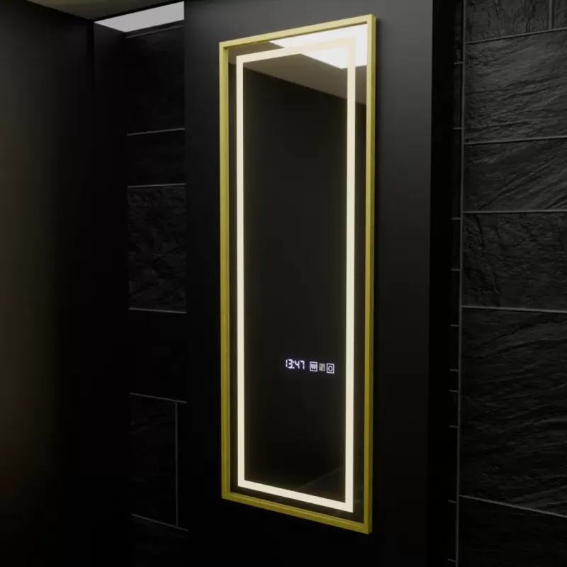 Oglinda LED Rectangulara, 45x140cm, Elena Senzor Radar Marcello, Sistem Dezaburire, Ceas & Termometru, Dimabila, Dressing Couture