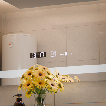 Oglinda LED Rectangulara, 80x60cm, Verite MotionGlow Marcello, Sistem Dezaburire, Ceas & Termometru, Dimabila