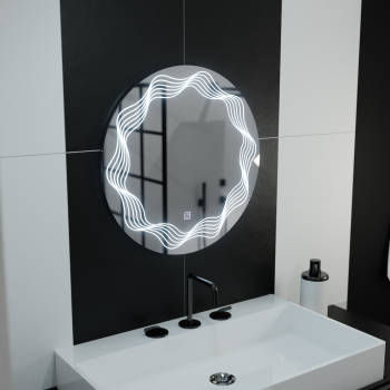 Oglinda LED Rotunda 60cm, Flusso Touch, Sistem Dezaburire, Dimabila