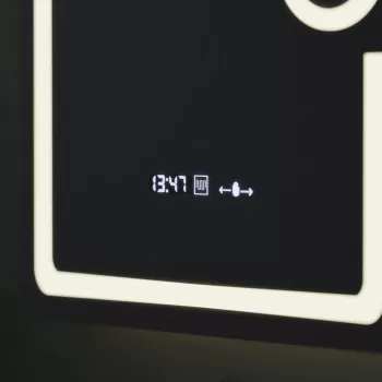 Oglinda LED Rectangulara, 60x80cm, Eclat MotionGlow Marcello, Ceas & Termometru, Sistem Dezaburire, Lupa Cosmetica, Dimabila