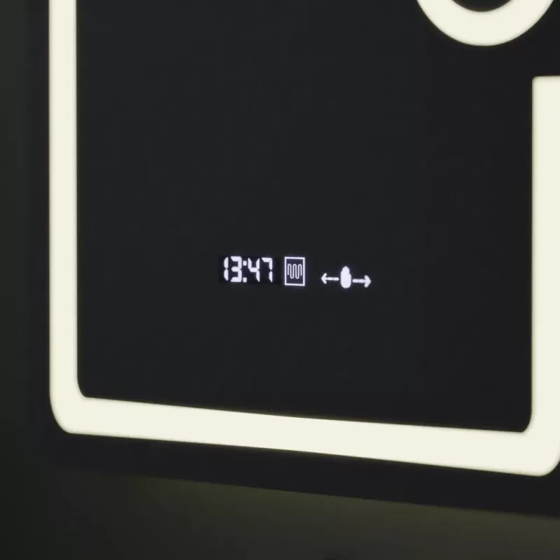 Oglinda LED Rectangulara, 60x80cm, Eclat MotionGlow Marcello, Ceas & Termometru, Sistem Dezaburire, Lupa Cosmetica, Dimabila