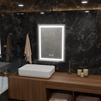 Oglinda LED Rectangulara, 60x80cm, Edge LUMINOUS Touch, Sistem Dezaburire, Dimabila