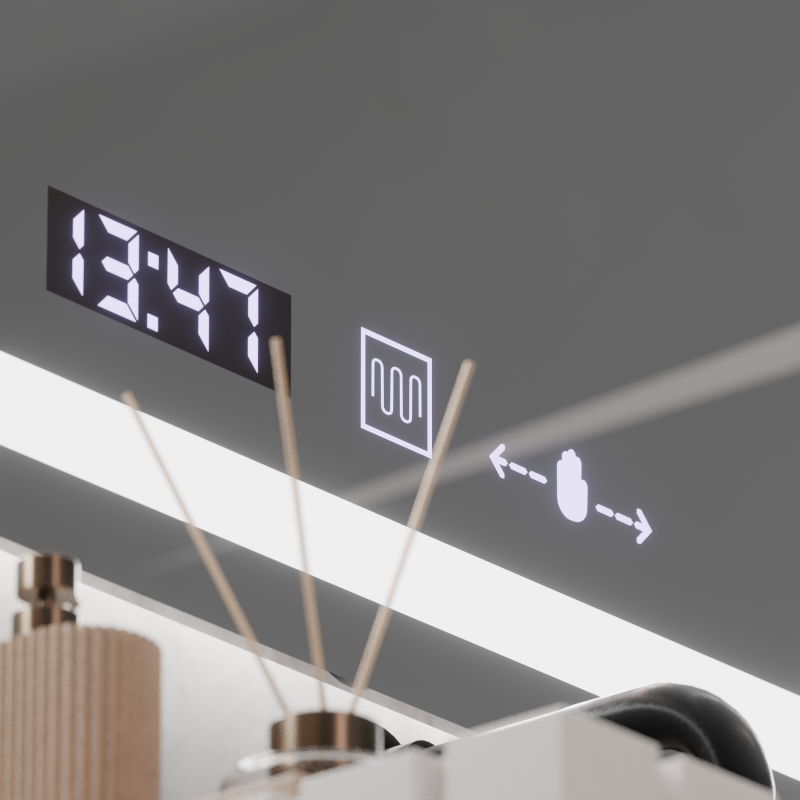 Oglinda LED Rectangulara, 120x60cm, Verite MotionGlow Marcello, Sistem Dezaburire, Ceas & Termometru, Dimabila