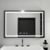 Oglinda LED Rectangulara, 100x80cm, Verite Majeste Noir MotionGlow Marcello, Sistem Dezaburire, Ceas & Termometru, Dimabila
