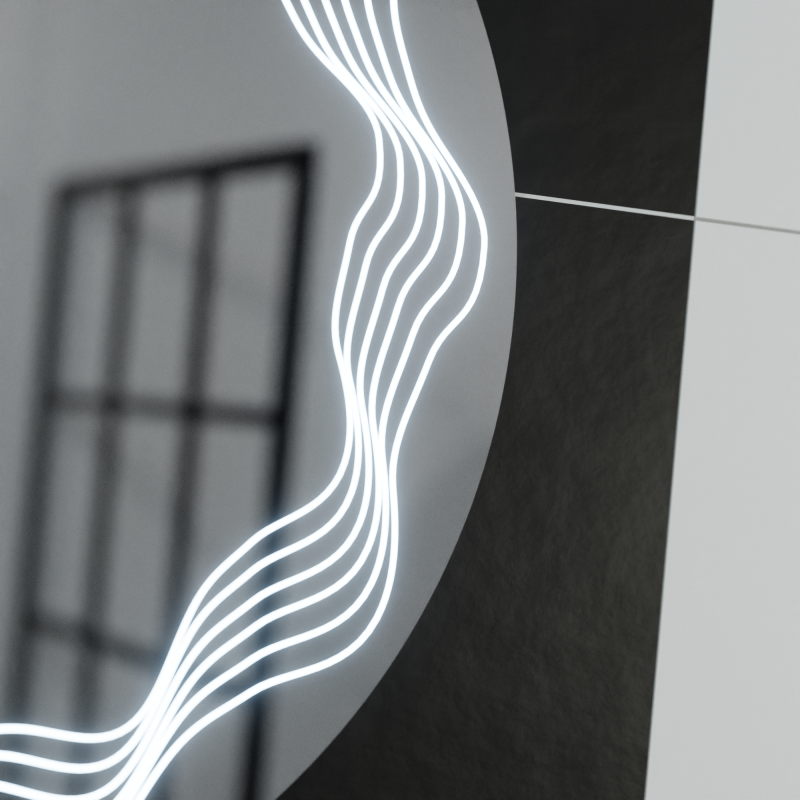 Oglinda LED Rotunda 60cm, Flusso Touch, Sistem Dezaburire, Dimabila