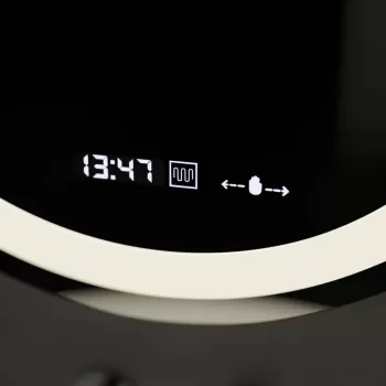 Oglinda LED Senzor MotionGlow Circollo Sistem Dezaburire Termometru si Ceas Rotunda Diametru 60 cm Lumina Rece/Calda/Neutra Dimabila Colectia Marcello Funghi