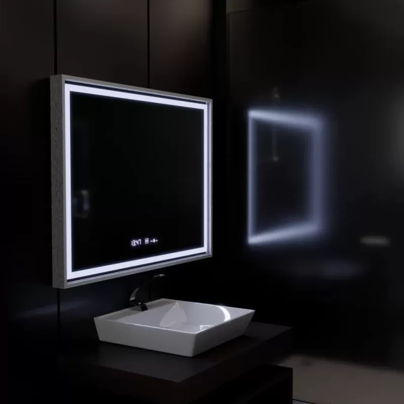 Oglinda LED Rectangulara, 120x80cm, Verite Imperial Silver Motion Glow Marcello, Sistem Dezaburire, Ceas & Termometru, Dimabila