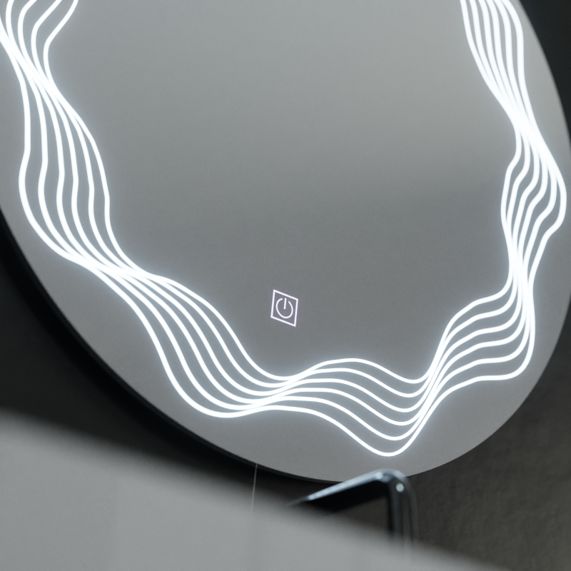 Oglinda LED Rotunda 60cm, Flusso Touch, Sistem Dezaburire, Dimabila
