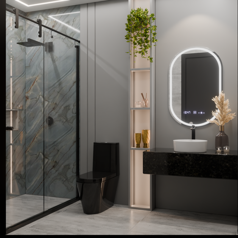 Oglinda LED Ovala, 50x80cm, Eminence MotionGlow Marcello, Sistem Dezaburire, Ceas & Termometru, Dimabila