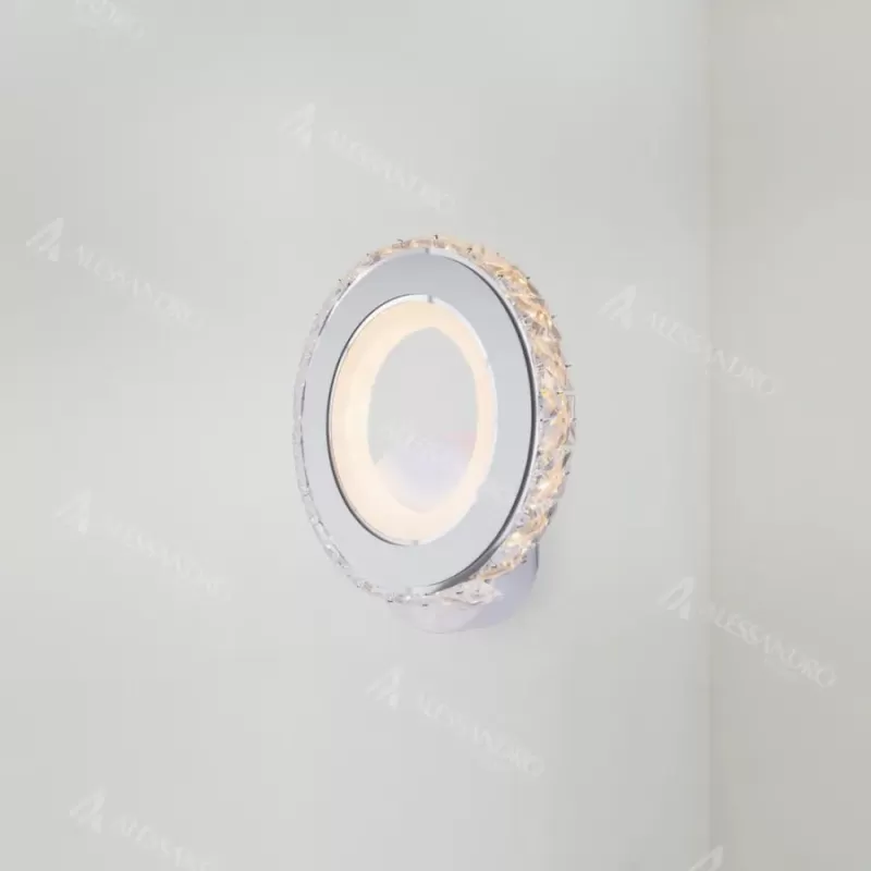 Aplica LED Borandis 20W, Alb cu Crom, Acril si Cristal , Lumina Rece/Calda/Neutra