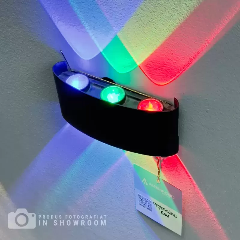 Fantas Aplica LED RGB Interior/Exterior, 6 Surse x 1W, IP65, Negru, 3000K