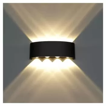 Fantas Aplica LED de Exterior si Interior, 8 Surse x 1W, IP65, Metalic, Negru, 3000K