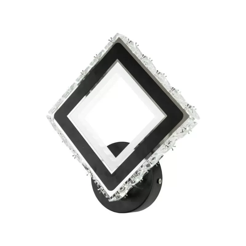 Aplica LED TERRANO cu Cristale, Patrat, 24W, Lumina Rece/Calda/Neutra, Negru & Inox