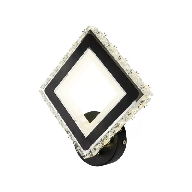 Aplica LED TERRANO cu Cristale, Patrat, 24W, Lumina Rece/Calda/Neutra, Negru & Inox