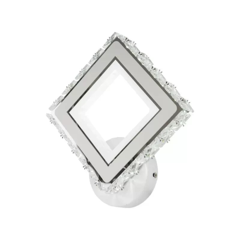 Aplica LED TERRANO cu Cristale, Patrat, 24W, Lumina Rece/Calda/Neutra, Alb & Inox