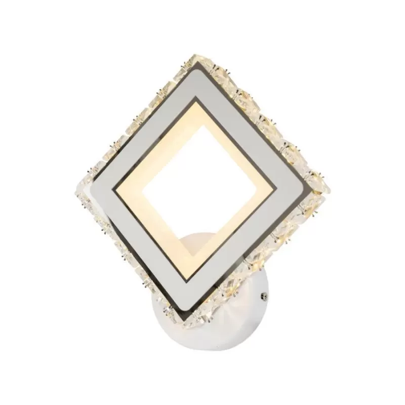 Aplica LED TERRANO cu Cristale, Patrat, 24W, Lumina Rece/Calda/Neutra, Alb & Inox